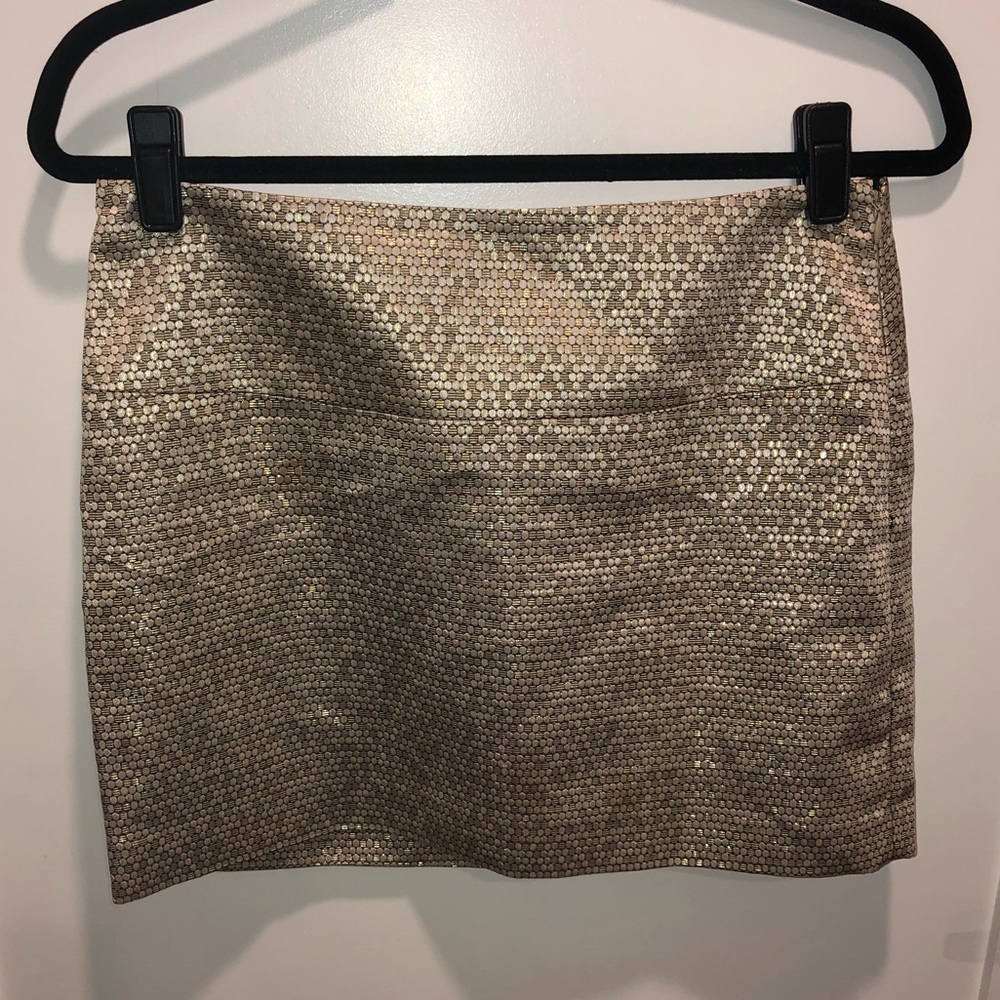 Express Metallic Gold Mini Skirt